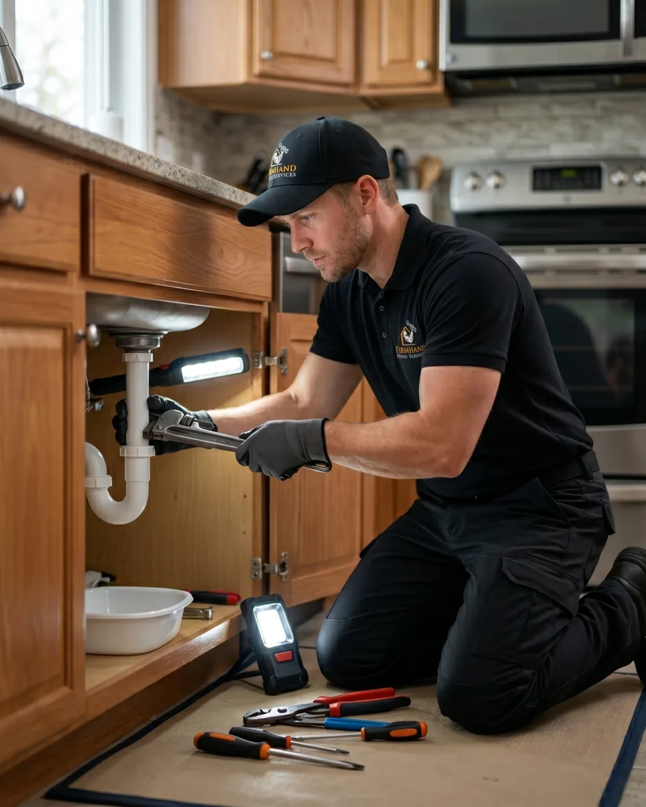 A tradesperson completing carpentry and repair work on a property